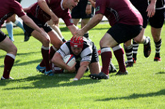 Harry Watson grounds the ball but try disallowed